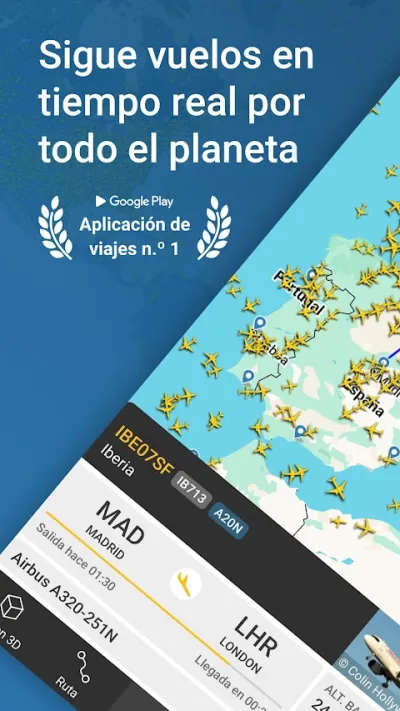 Captura 1 de Flightradar24: Rastreo de Vuelos
