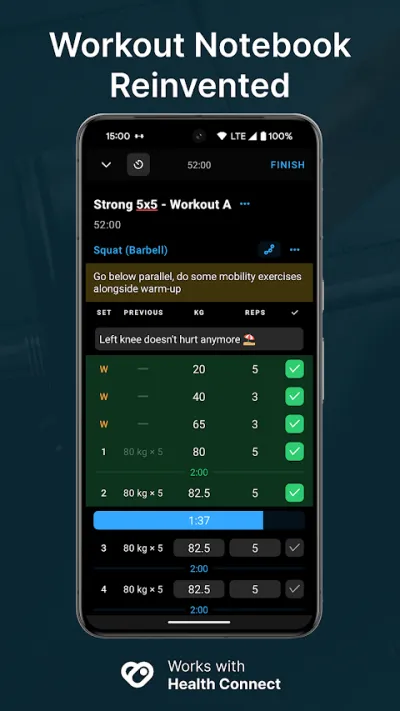 Captura 1 de Strong: Registro de Entrenamiento
